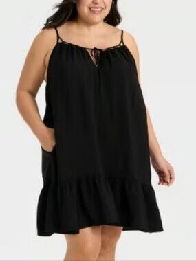 NWT Ava & Viv Mini Sundress In Black Size 3X